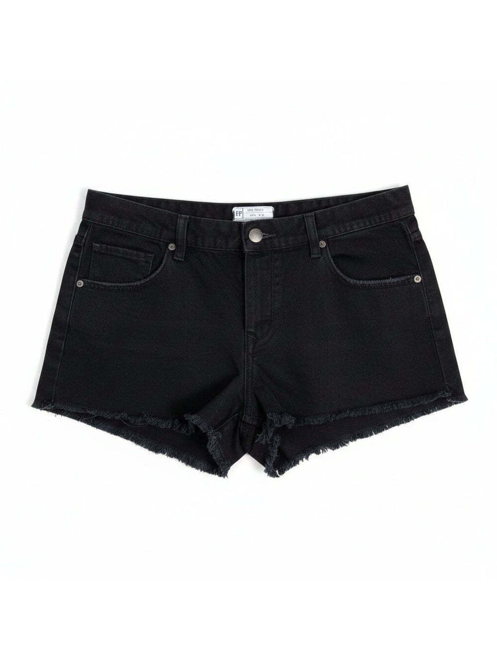 Free People Black Denim Cutoff Shorts Distressed Size 29 Pre-Loved